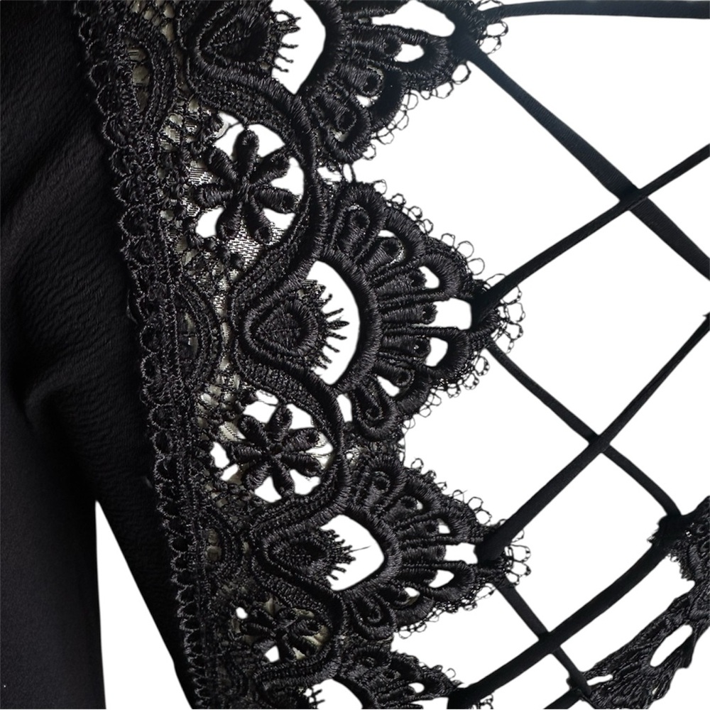 Retro Pinup Lace Bodycon Stretch Sexy Black Party Cardi B Date Dress Size 10 - Picture 6 of 6